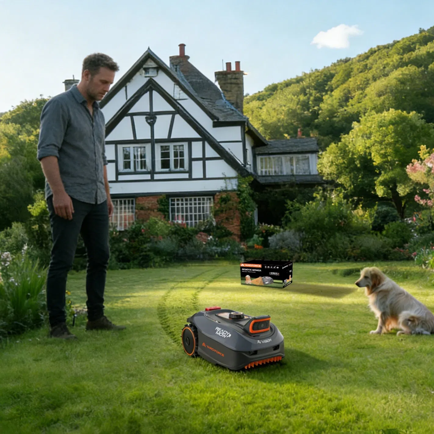 Yard Force I600 Robotic Mower Boundary-Free, 20V 2.5ah, APP/Bt/WiFi Control for Lawns up to 600m²