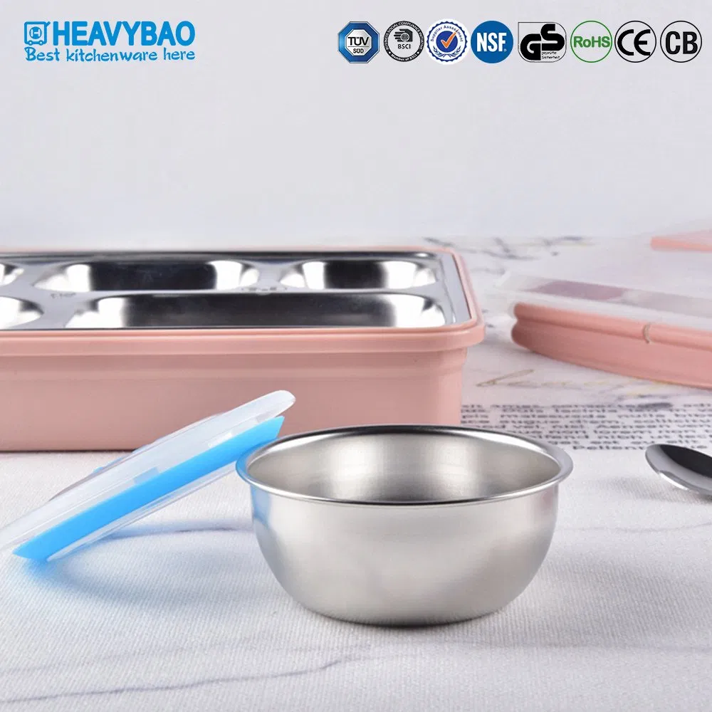 Heavybao Eco Friendly Metal Bento Container Leakproof Stainless Steel Lunch Box