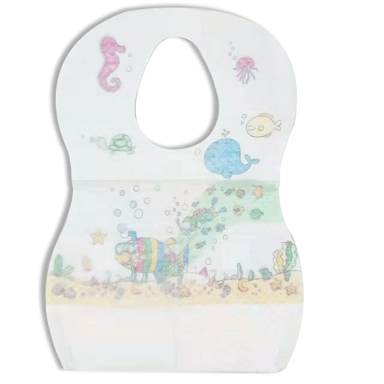 10PCS/Bag Mixed Patterns Biodegradable Printed Apron Disposable Baby Bibs