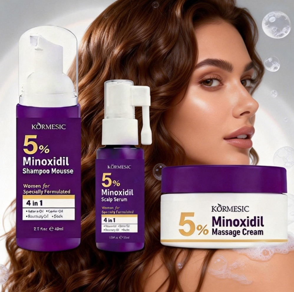 100% Organic Vegan Nourishing Scalp Anti Hair Loss Growth Oil 5% Minoxidil Hair Regrowth Serum Hair Cream and Hair Shampoo Mousse Foam