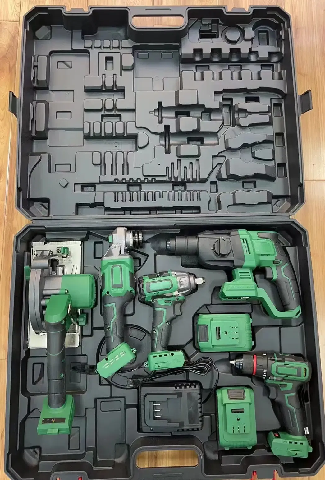 Factory Brushless Power Drill Set with Hard Case Storage