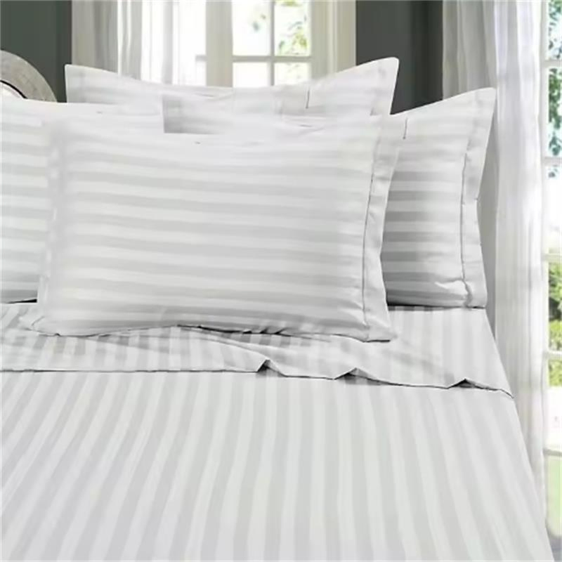 Single Double Queen King Cotton 1 & 3cm Stripe Hotel Bedding Duvet Cover Bed Sheet Set for Hotel