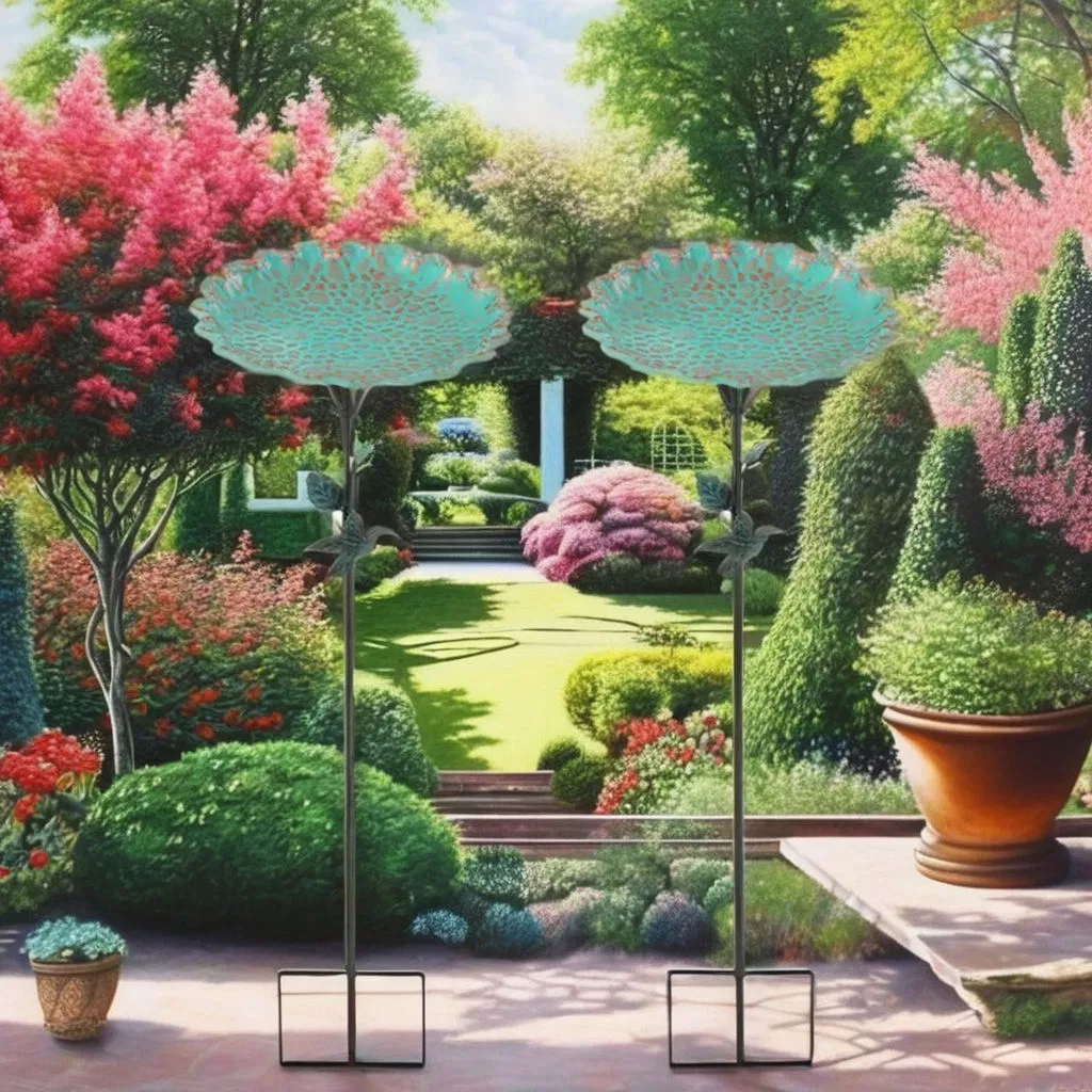 Iron Bird Bath Freestanding Metal Birdfeeder Bowl for Outdoor Garden Patio Yard Lawn Decor