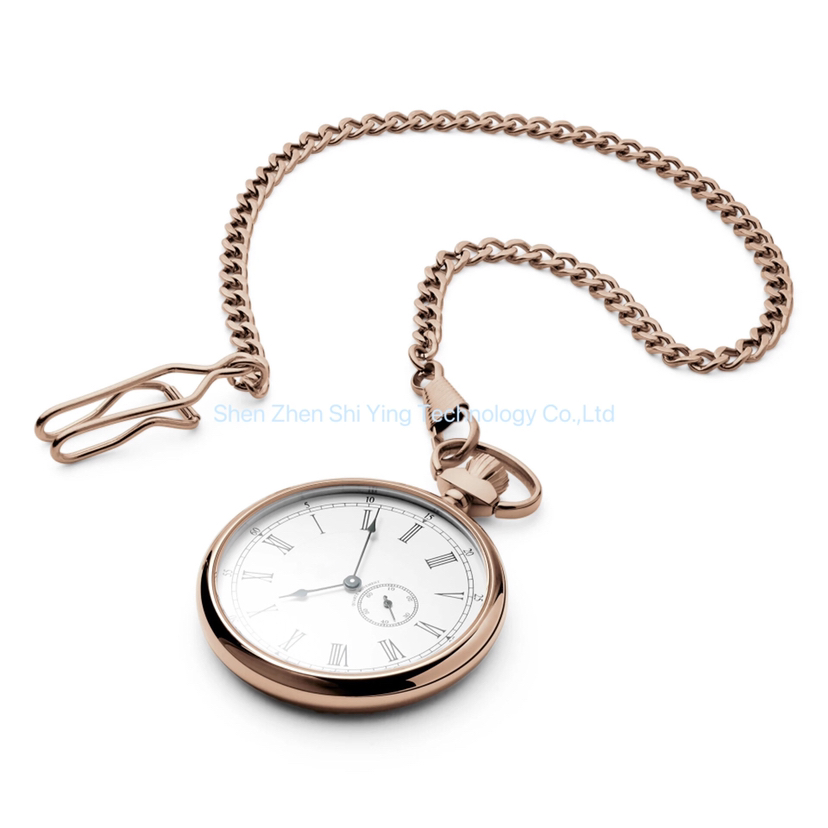 Luxury Men's Engraved Stainless Steel Mechanical Pocket Watch with Chain