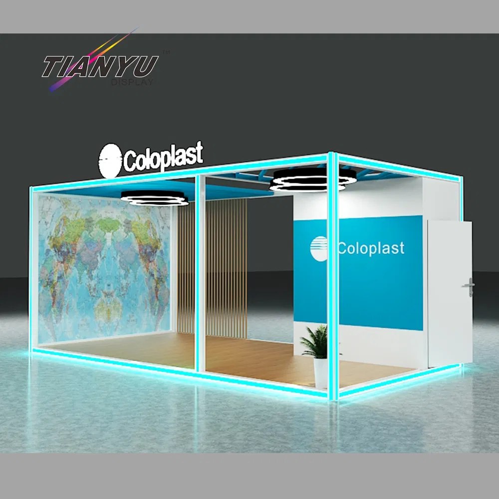 Fashion Open Concept LED Trade Show & Exhibition Booth with Luminous Aluminum Pergola, Lighting Profiles Systems for Trade Shows