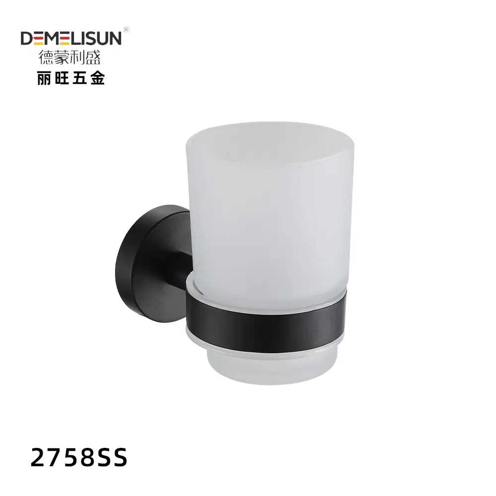 European Style Stainless Steel 304 Double Toothbrush Tumbler Holder with Two Class Cups - Wall Mounted Bathroom Accessory