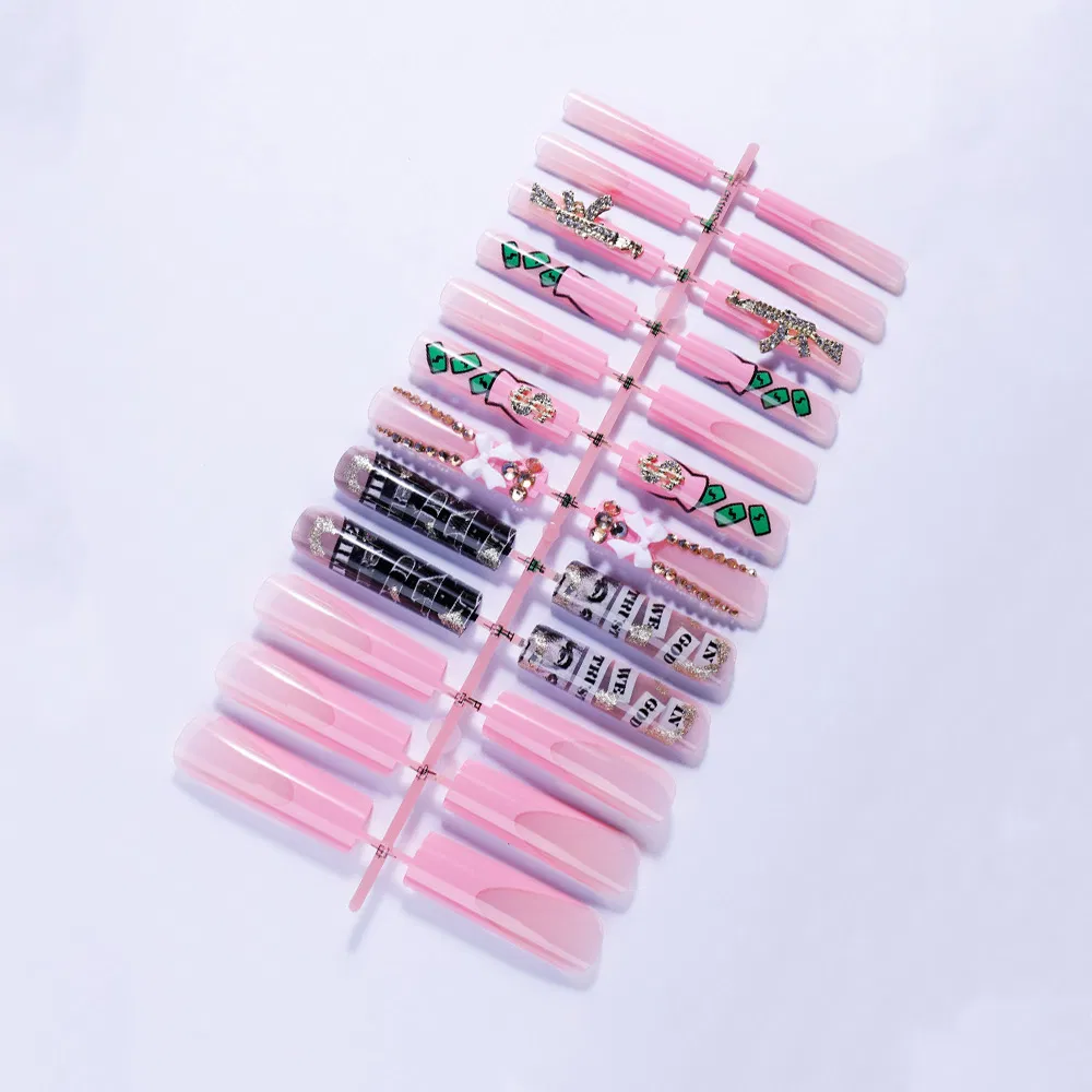 10PCS Luxury Handmade Wholesale Long Acrylic Artificial False Fingernails Fake Press on Nails