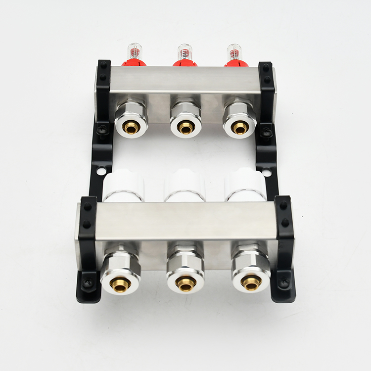 Sanipro Commercial Factory Price OEM/ODM 304 Stainless Steel 3way Flow Meter Warm Floor Central Heating Manifold Mixing Valve