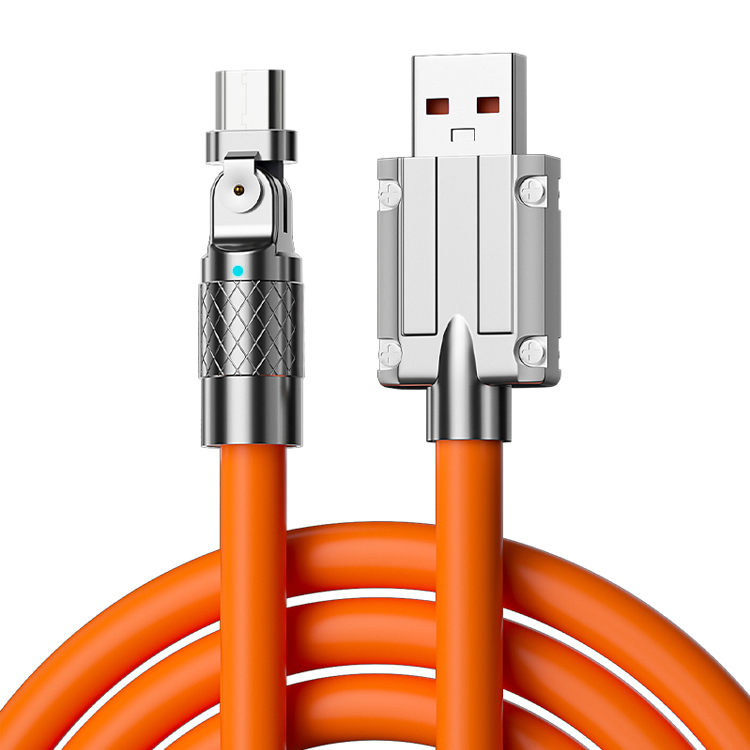 120W Super Fast Charging Cable Metal Zinc Alloy Liquid Silicone Micro USB Type-C Charger Data Cable
