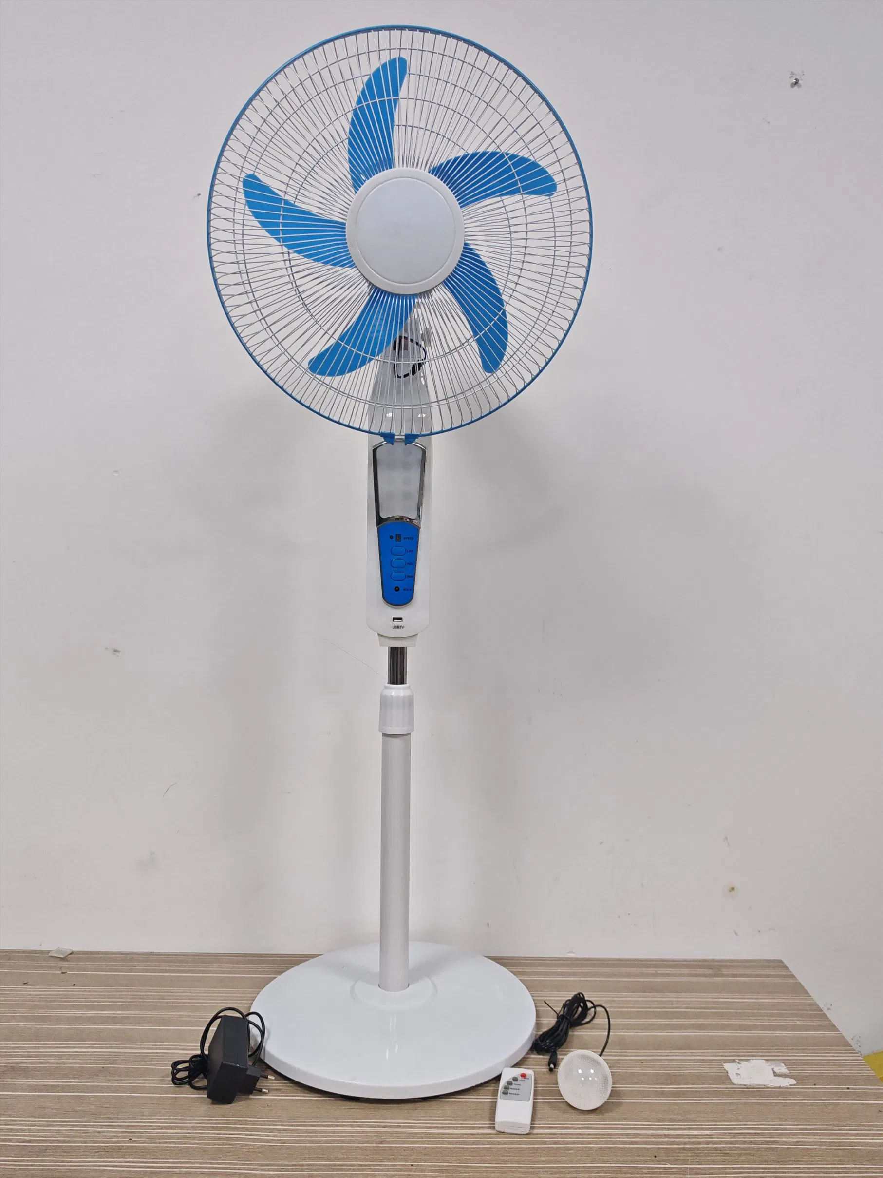 Remote Solar Rechargeable Lithium Battery Stand Fan with 9 Speed and Bulb