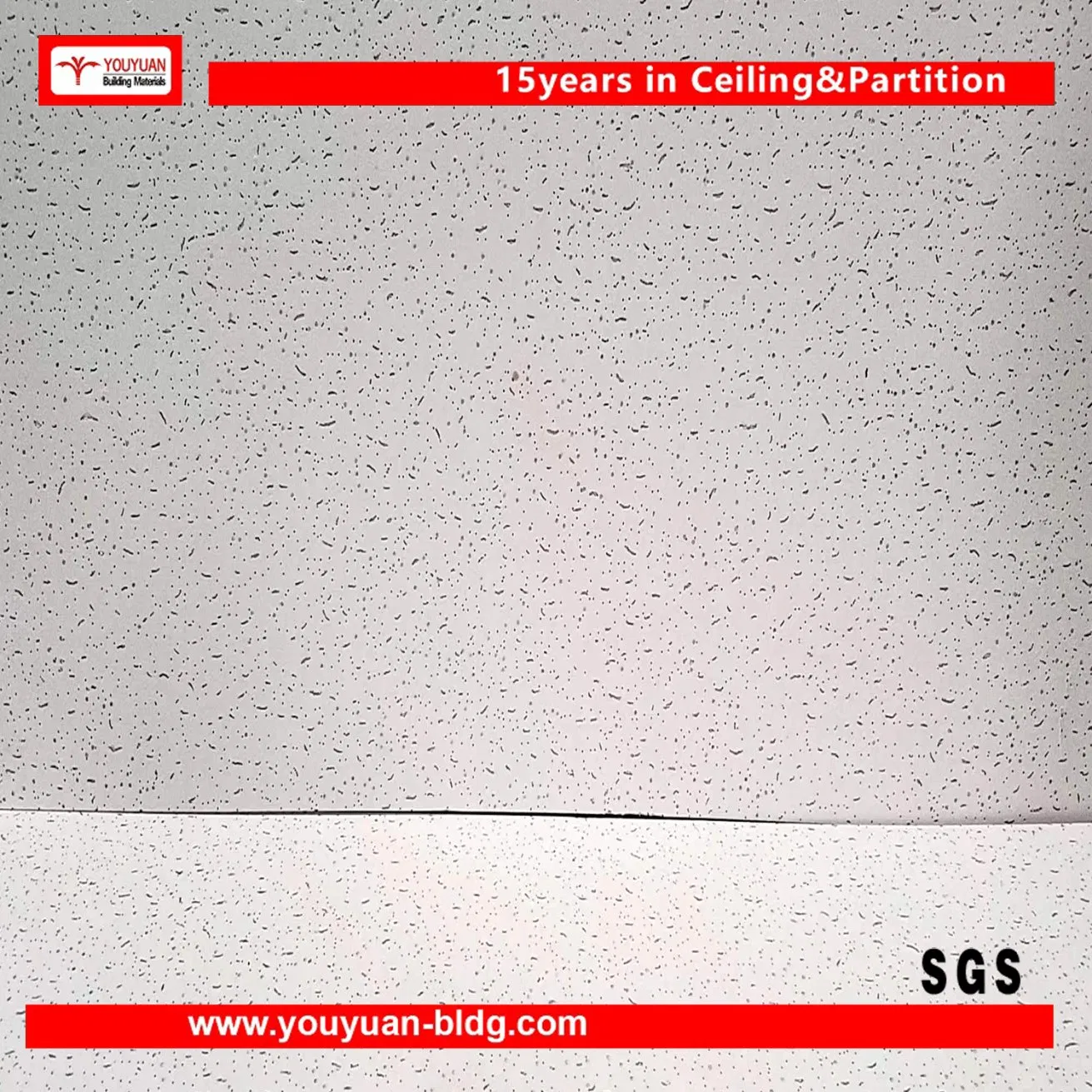 605X605mm Ceiling Tile Fireproof Acoustic Mineral Fiber Wool Suspended Ceiling Board