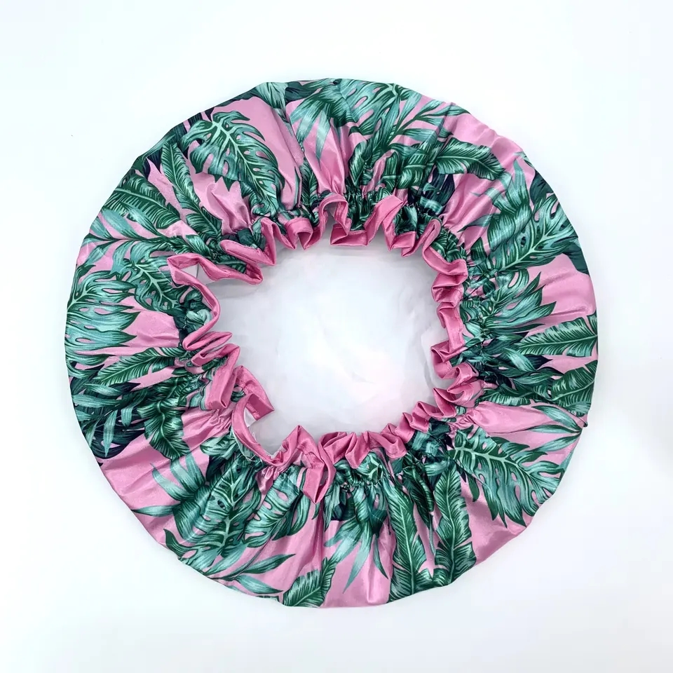 High Quality Printing Shower Caps Double Layer Satin Shower Cap
