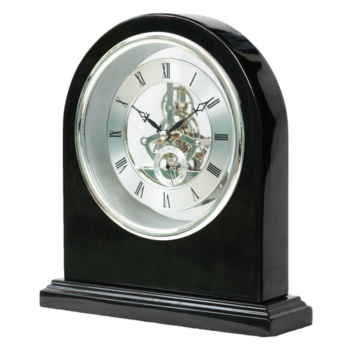 Grand Black Piano Finish Wooden Skeleton Table Clock