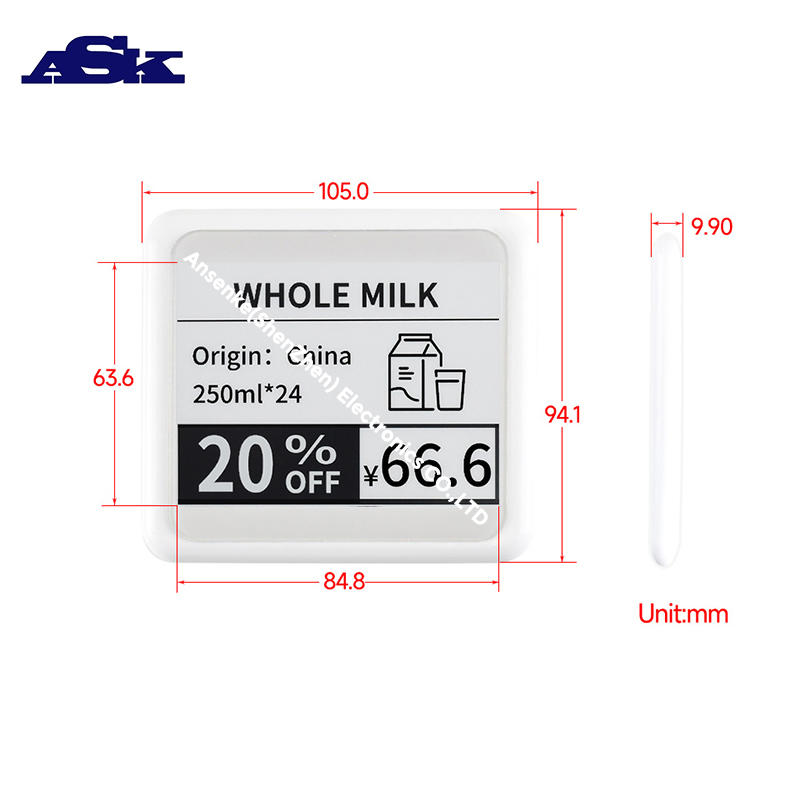 4.2-Inch High-Resolution NFC & WiFi E-Ink ESL Tag - Wireless Electronic Shelf Label Solution for Supermarkets