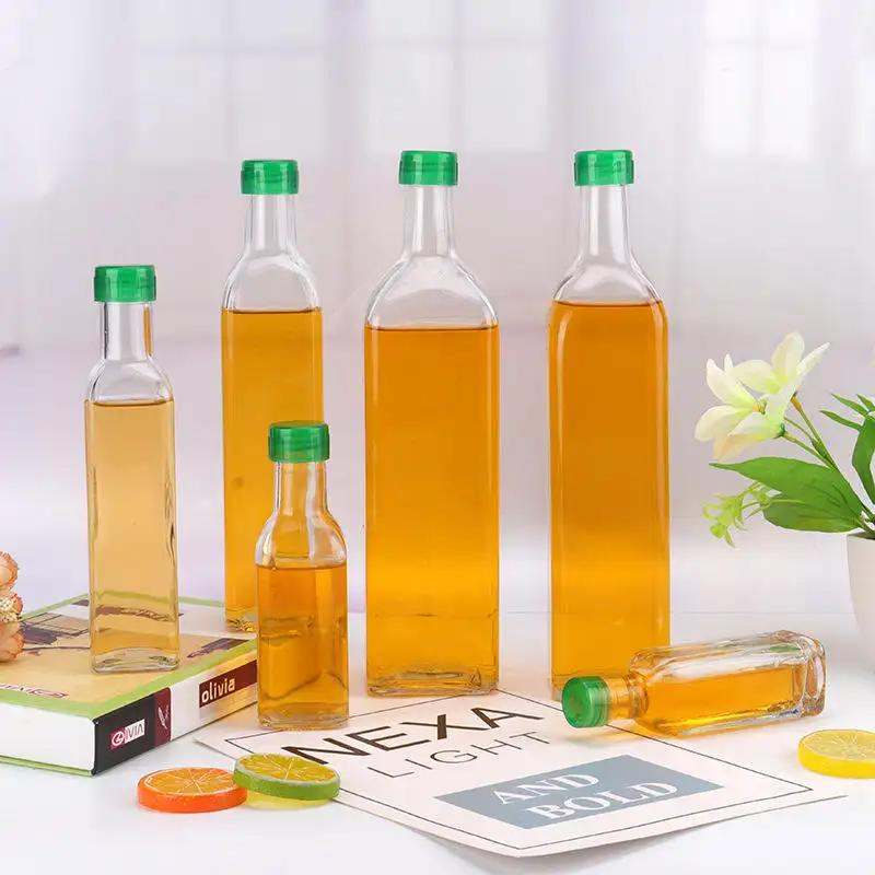 Dark Green Empty 250ml 500ml 750ml Glass Cooking Olive Oil Bottle with Lid