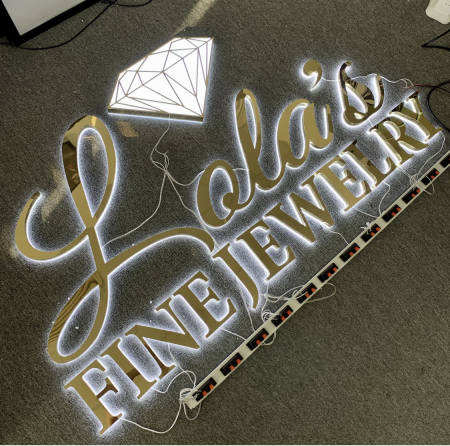 Shining Waterproof Outdoor Rose Gold Stainless Steel Channels Backlit Advertising Lights Customized 12V LED Illuminated Sign