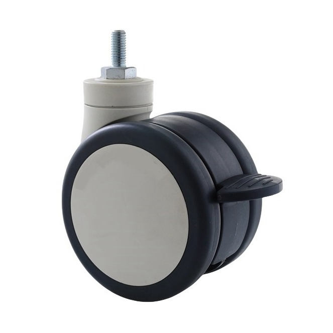 Alluminum Central Locking Caster with Swivel and Total Lock Free Movement, Double Wheel Furniture Caster with High Loading Capacity and Roll Performance