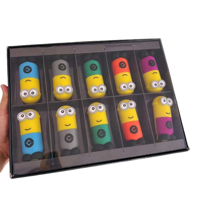 Minions Smoking Water Pipe with Glass Bowl Mixed Color Hookah Silicone Pipe