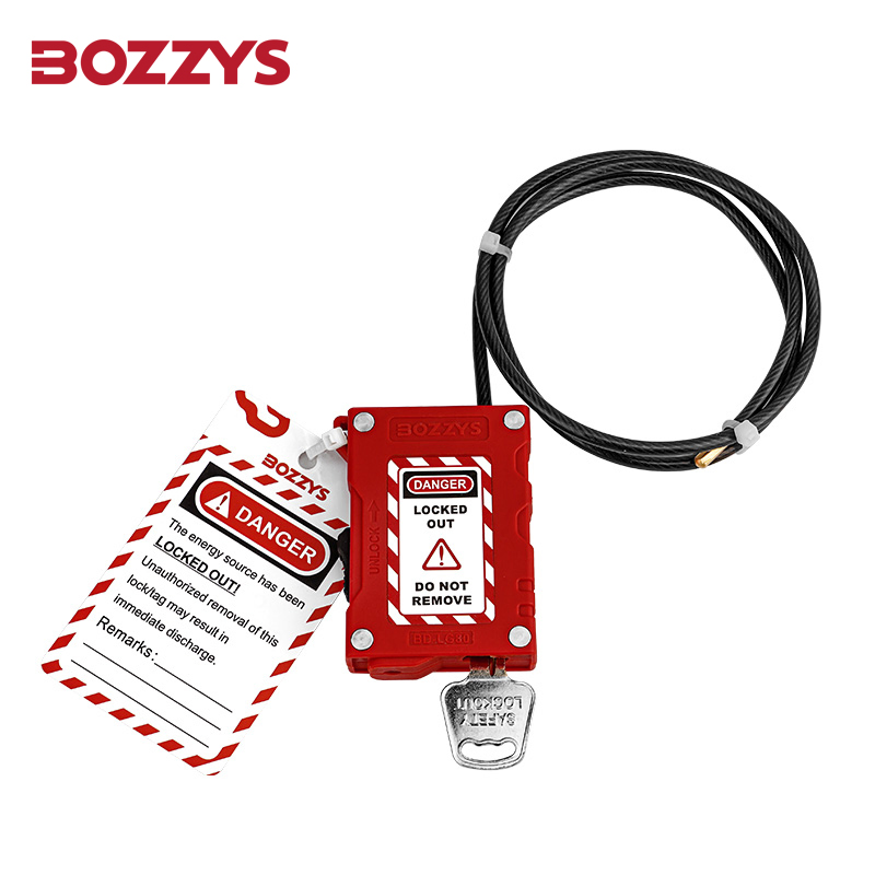 Bozzys Adjustable Lockout Safety Cable Padlock with 0.8m Plastic-Coated Stainless Steel Cable