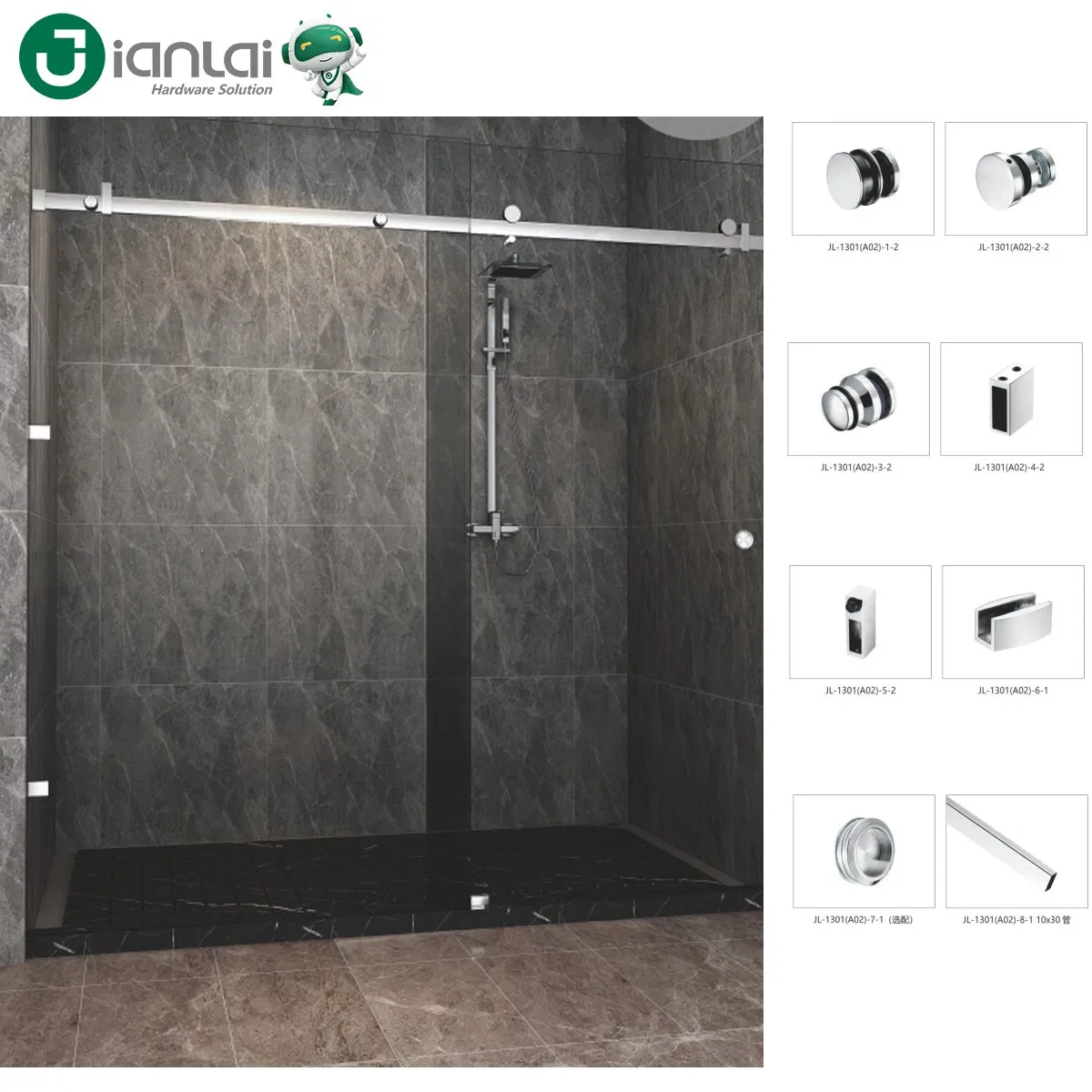 Frameless Shower Glass Door Sliding Open Accessories