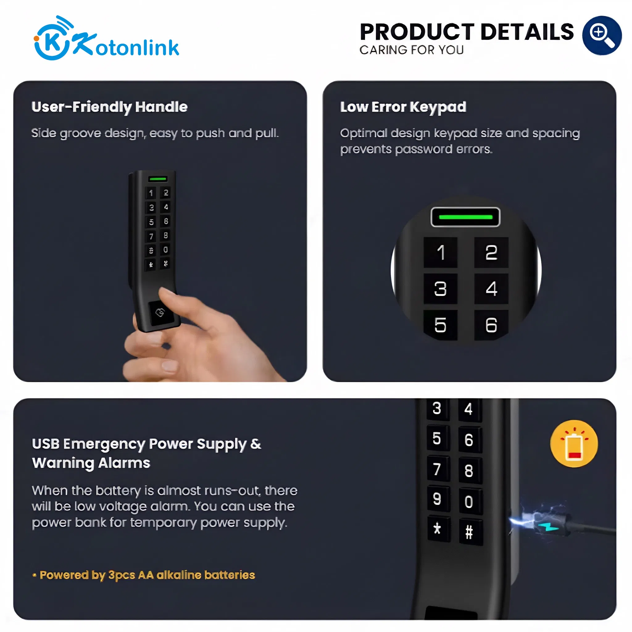 Password & IC Card Unlock Digital Cabinet Lock with Public Mode and USB-C Emergency Power