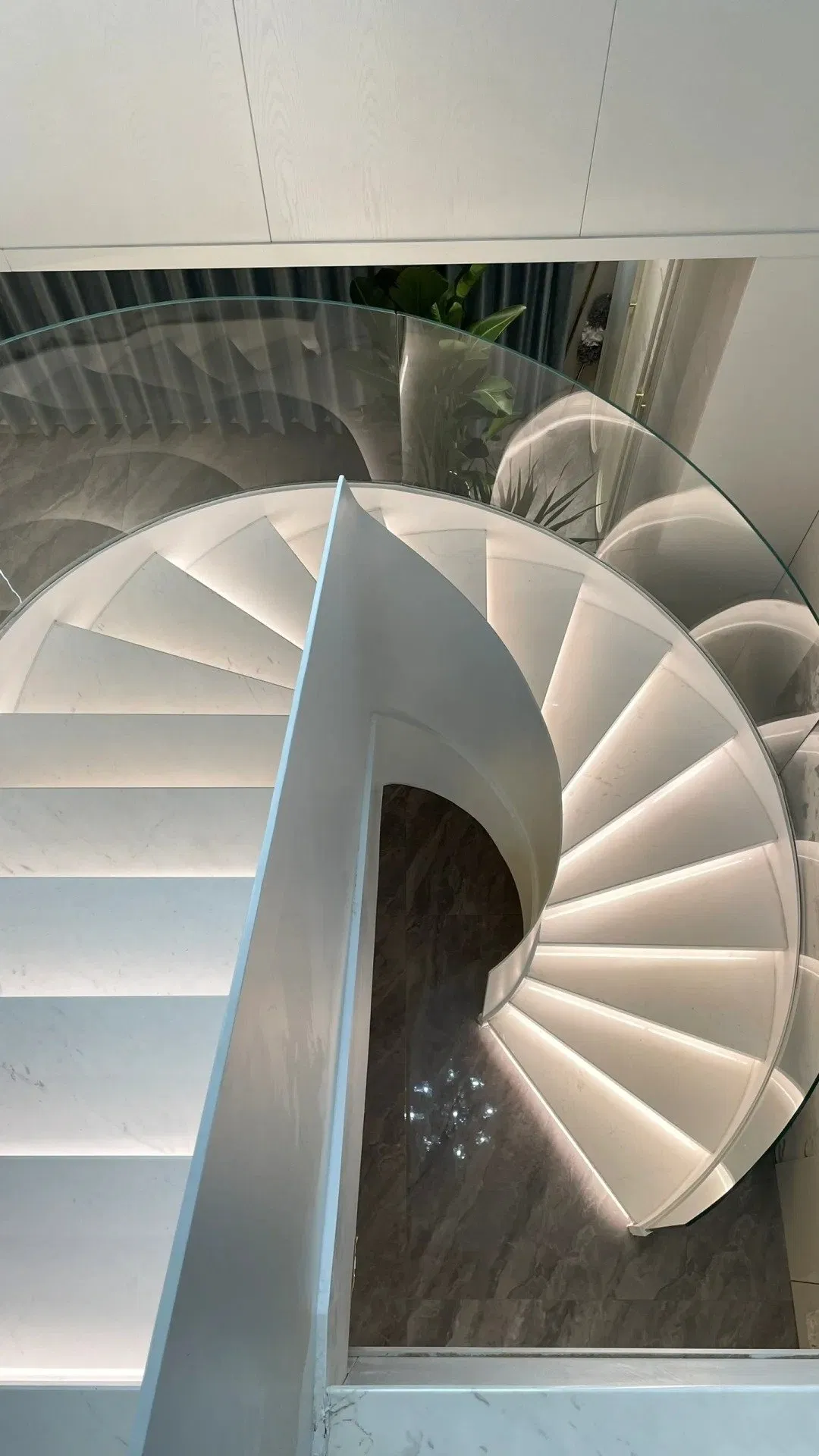 Outside House Steel Glass Loft Modern Staircase Railing Floating Wooden Spiral Stairs