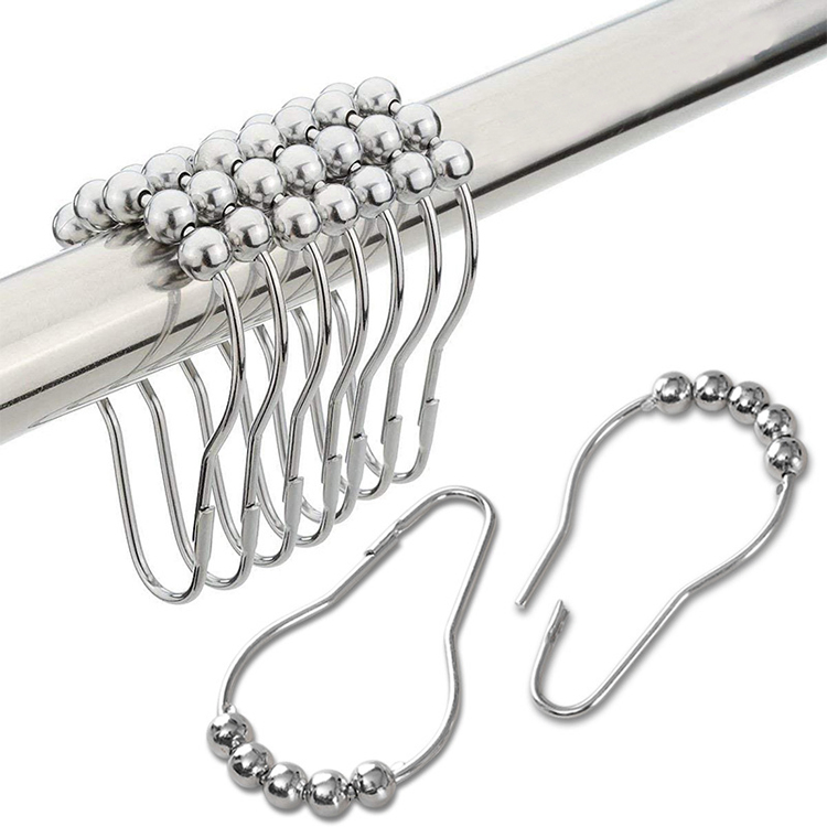Stainless Steel Smoothball Rollerball Shower Curtain Rings for Home Bedroom Curtains