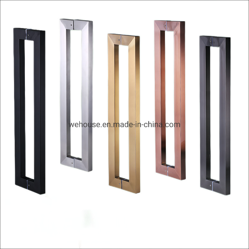 Commercial Brushed Satin Door Pull Finish Residential Rectangular Square Push-Pull Stainless Steel Lever Handle