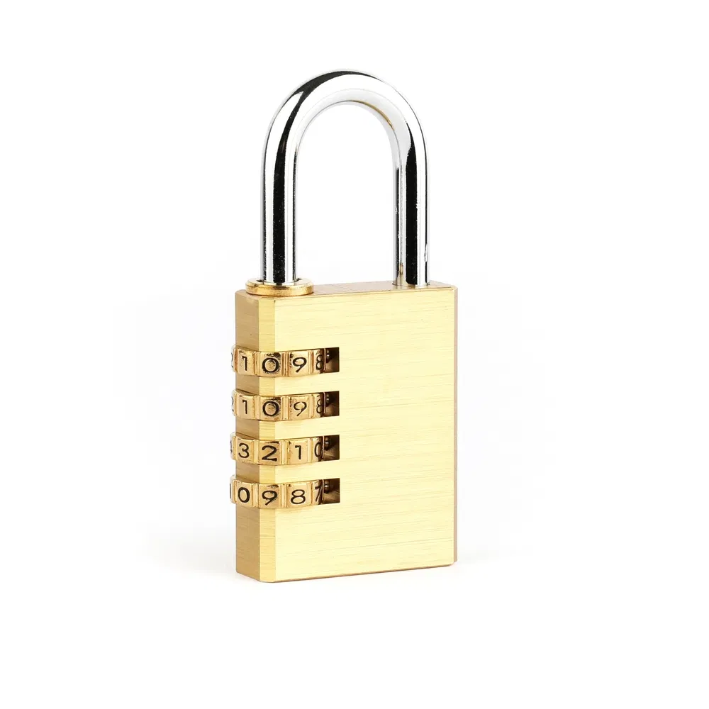 Polished Brass Password 4-Digit Luggage Combination Padlock for Drawer