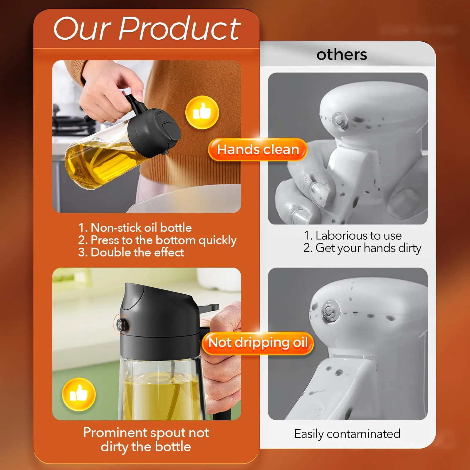 Versatile 2-in-1 Oil Dispenser Bottle for BBQ and Salad Dressing