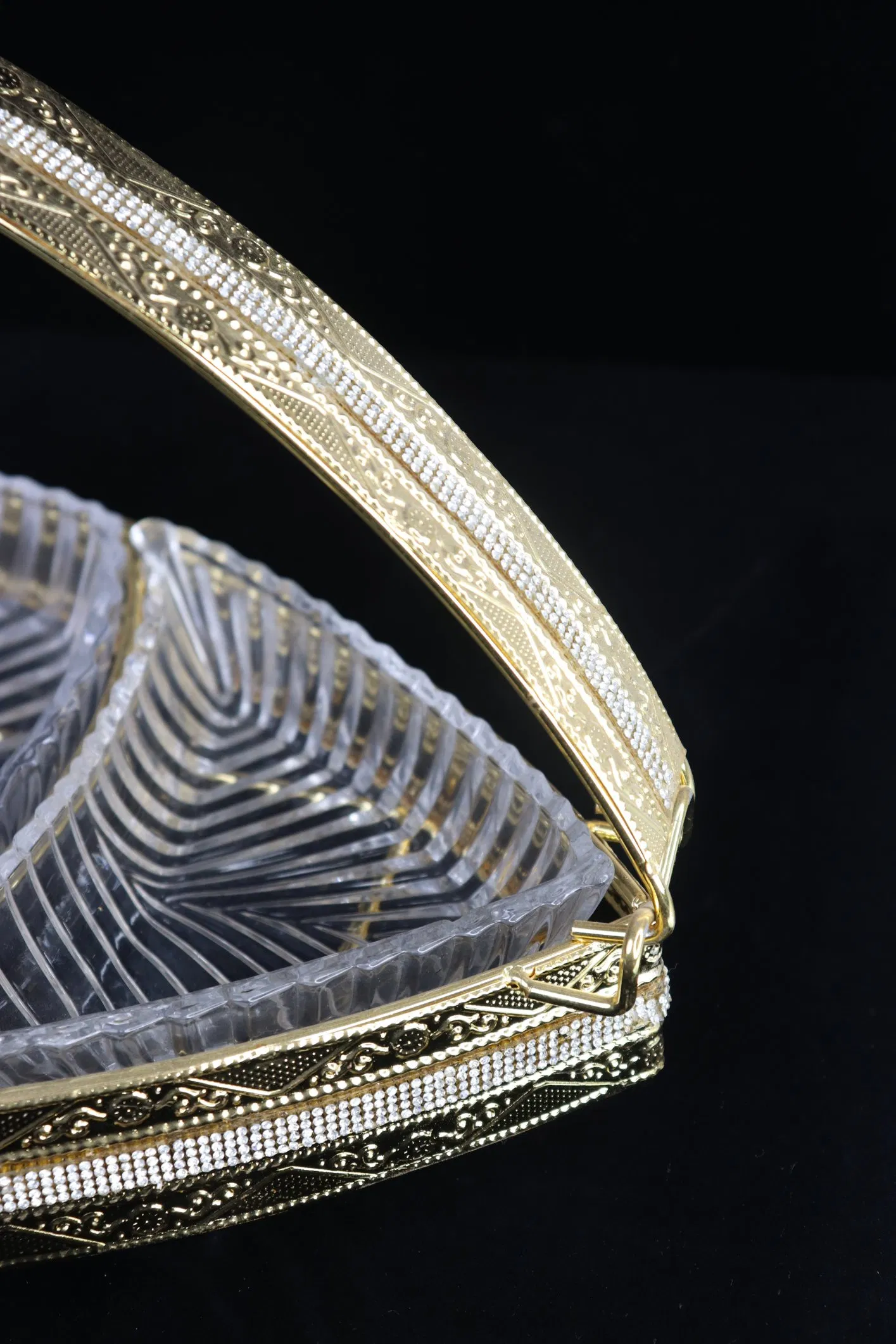Glass Fruit Plate - Luxury Gold Plated Iron Frame Cover