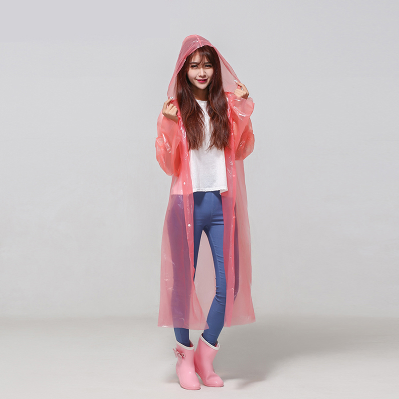 Reusable Rain Ponchos Portable EVA Rain Coats Packable Rain Jackets with Hood and Drawstring