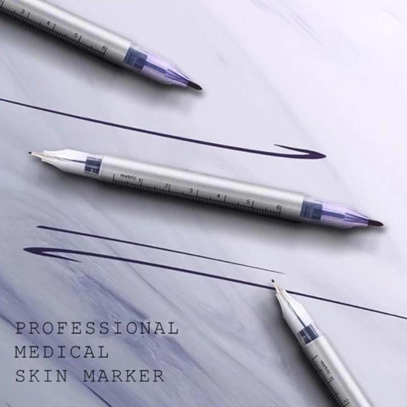 White Ink Micrblading Tattoo Marker Pen with Measuring Ruler