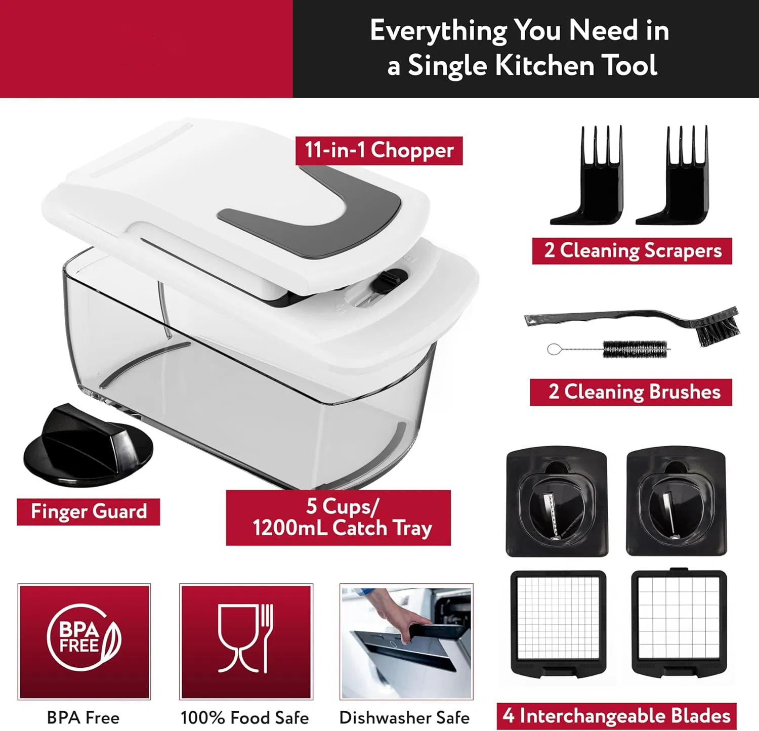 Ручной измельчитель овощей 14/16 в 1, белый