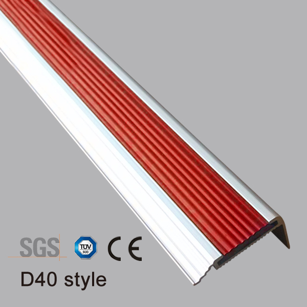 Aluminum Step Edge Anti-Slip Strip Rubber Insert Bullnose Stair Nose Trim Matt Silver Black Commercial Stair Nosing