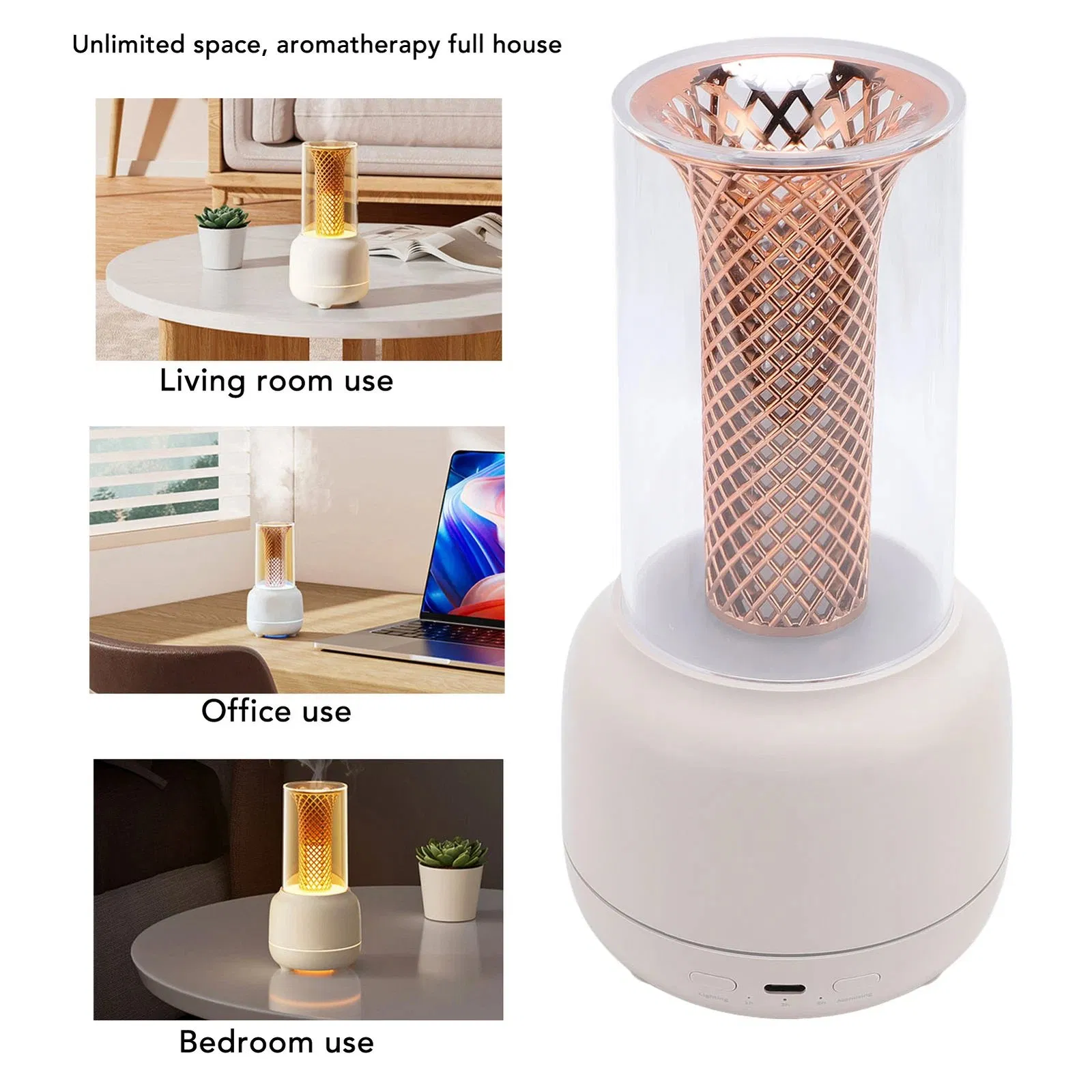 150ml Candle Seven Color Flame Light Aroma Diffuser with Timer and Soft Glow Night Light