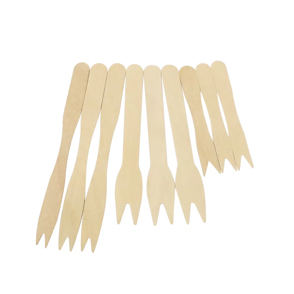 Disposable Compostable Fruit Dessert Cake 140mm Wooden Fork for Party