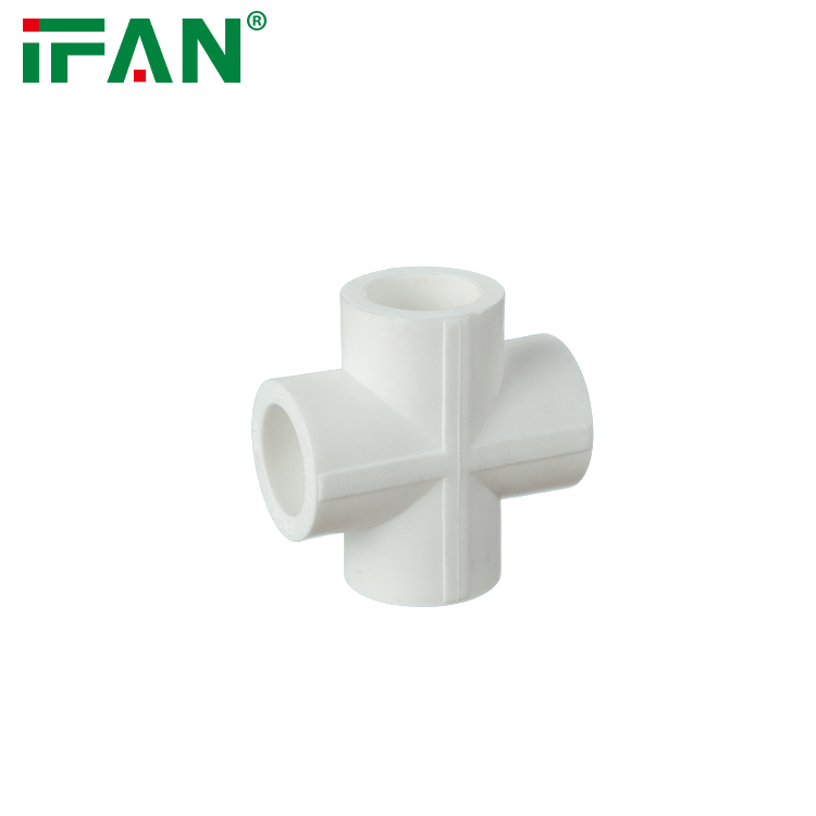 Ifan Guaranteed Quality ISO 15874 Plastic PPR Pipe Fitting 20-63mm Cross Tee PPR Water Pipe Fittings