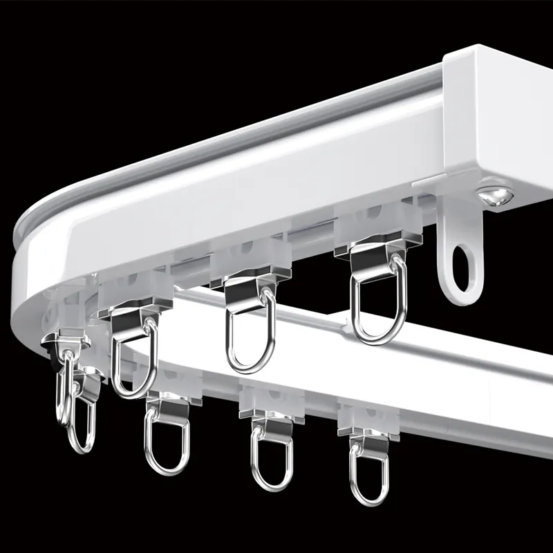 Wholesale Aluminum Silent Curved Straight Motorized Curtain Track Rail Set