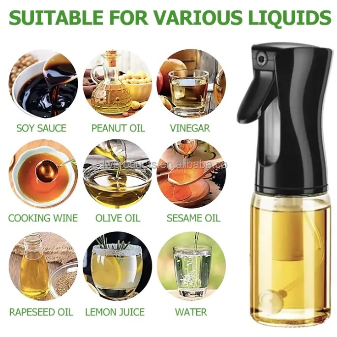 New Fine Mist Spray Bottle 180/200/300ml Glass Oil Sprayer Oil Spray Bottle