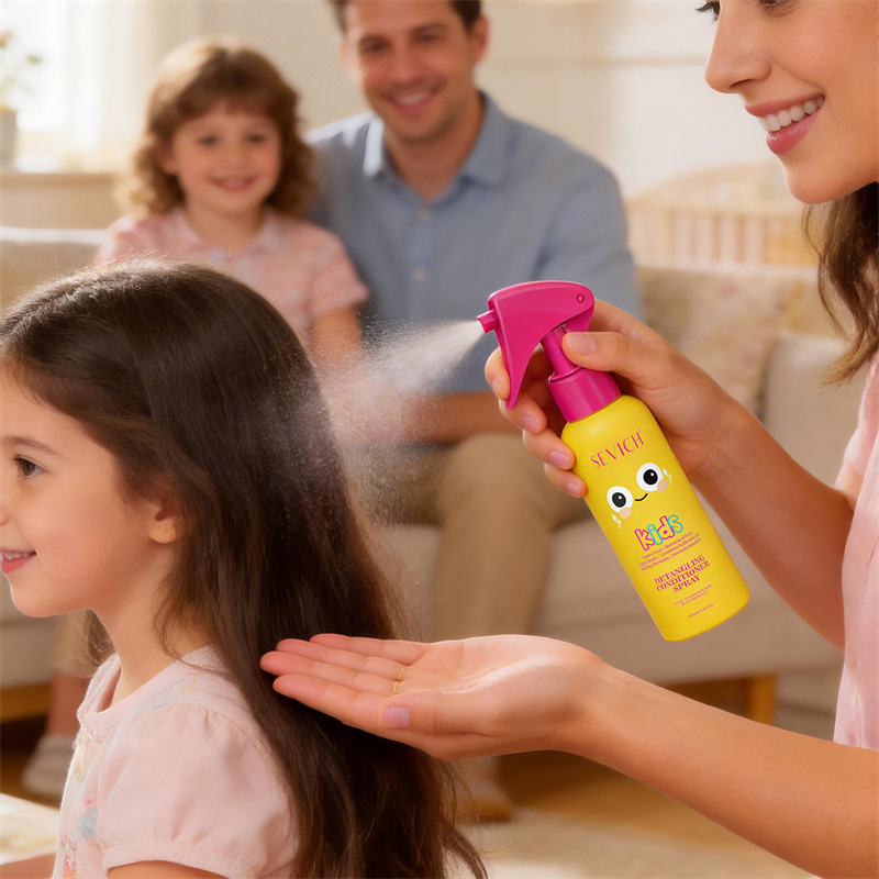 Private Label Kids Hair Detangler Spray OEM Organic Coconut Oil Hair Heat Protection Instant Detangling Spray