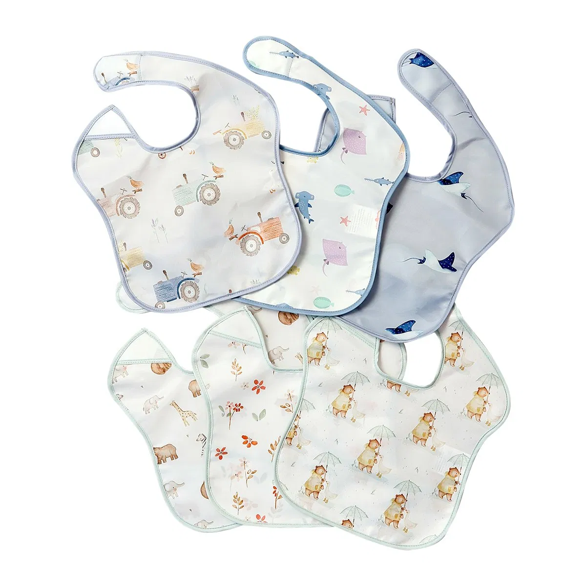 Waterproof 100% Polyester Baby Bib Pack with Hook & Loop