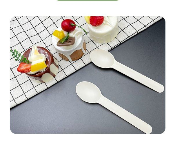 Custom Ice Cream Spoons Disposable Biodegradable Cornstarch Dessert Eco-Friendly Yogurt Spoons