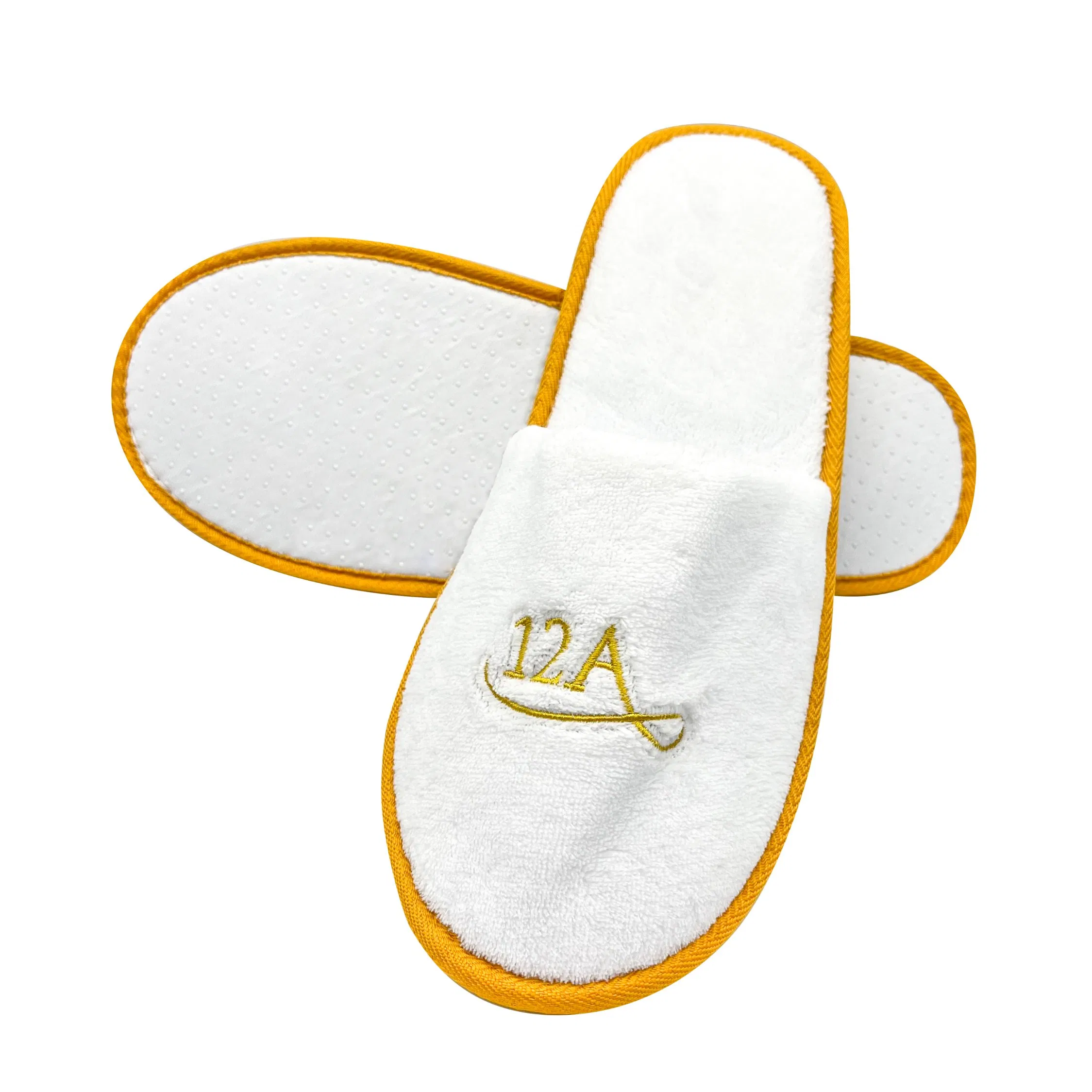 Hotel Guest Room Slippers Embroidery Logo Velvet Customized Cotton Hotel Slipper