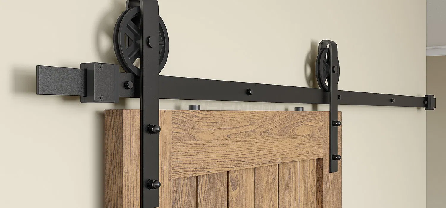 Premium Heavy-Duty Black Carbon Steel Sliding Barn Door Kit