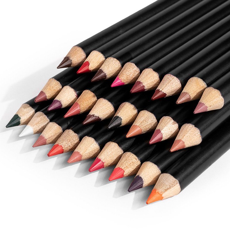 Private Label 25 Colors White Black Matte Pen Brown Lip Liner Pencil