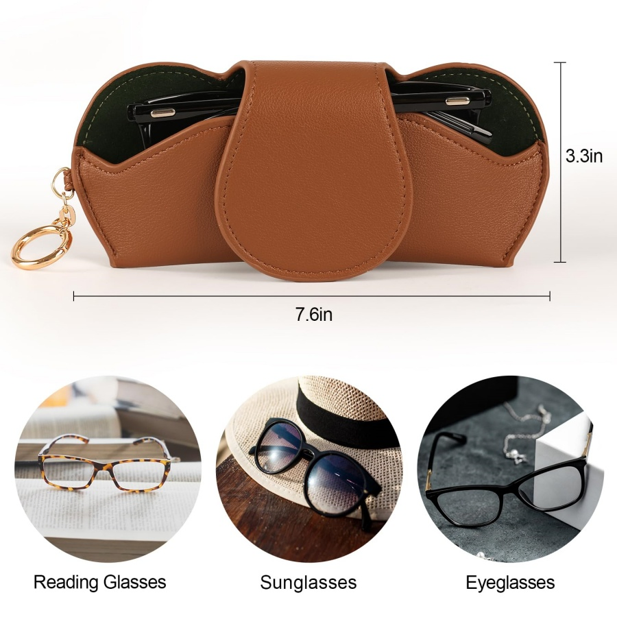 Leather Spectacle Case Magnetic Detachable Clip Eyeglass Case for Car Sun Visor