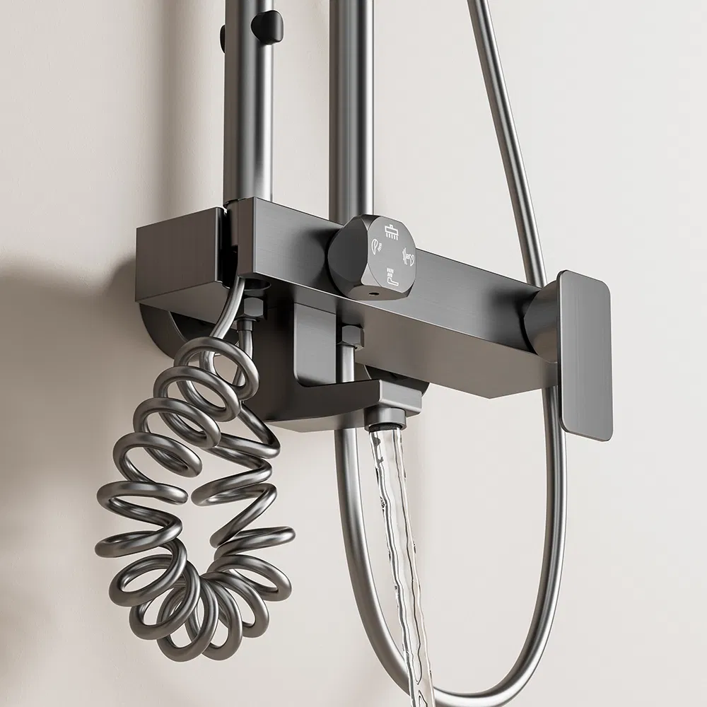 Space Aluminum Bathroom Shower Set with Metal Boost Spray Gun