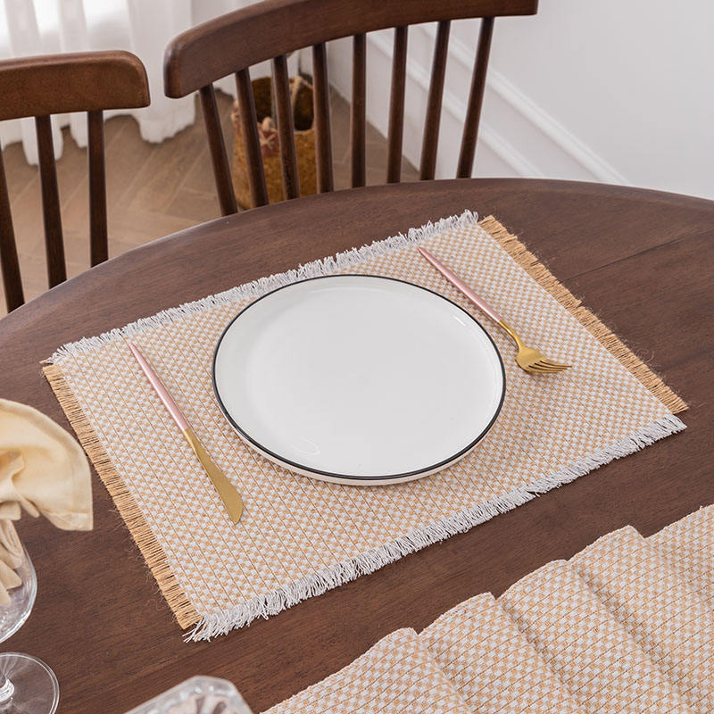 Wholesale Modern Jute Table Placemats Wipeable Rectangular Natural Burlap Jute Placemat