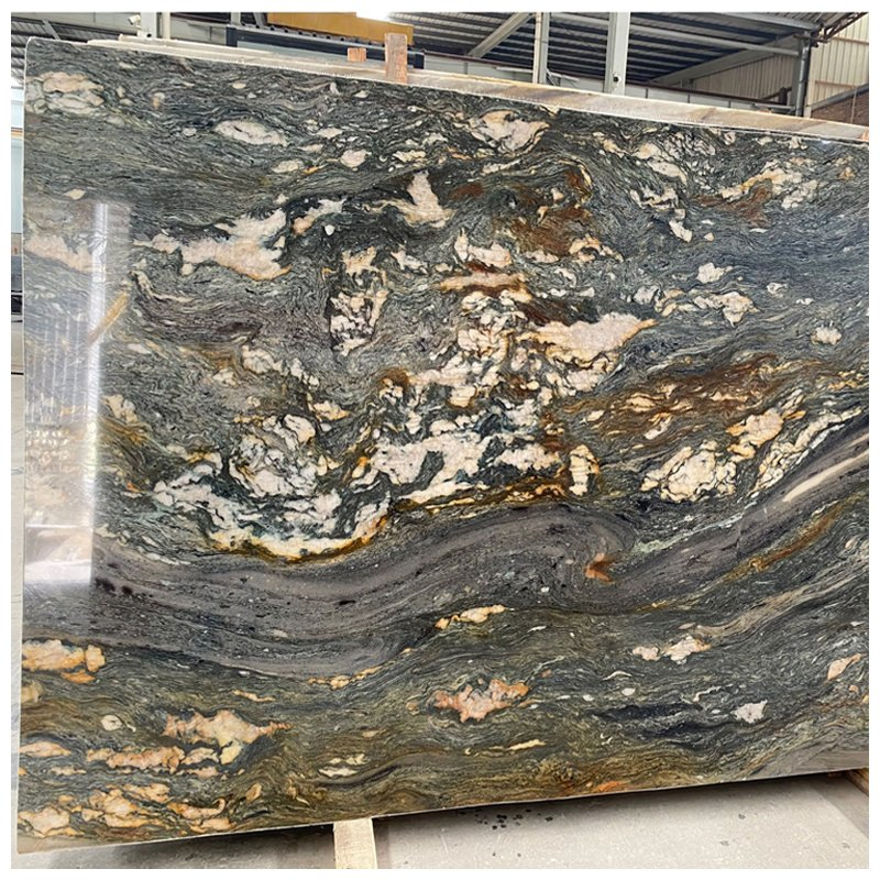 Brazilian Green Santorini Quartzite Slabs for Countertops and Tiles